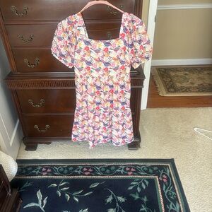 Jade Floral Mini Dress in White, Pink, Red and Blue